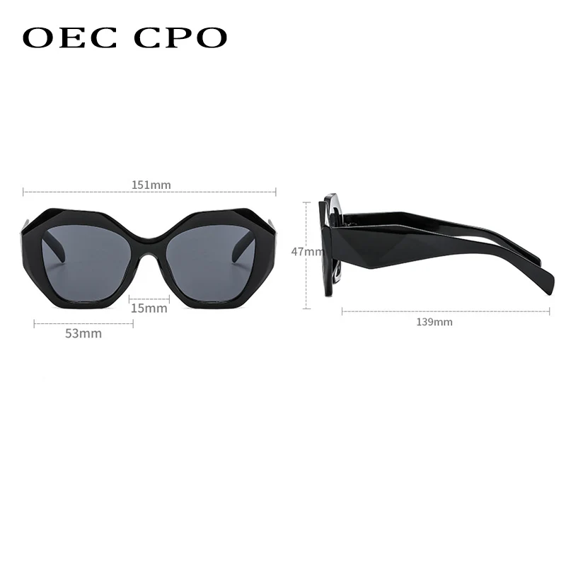 OEC CPO Square Sunglasses Women 2021 New Fashion Punk Sun Glasses Female Purple Big Frame Glasses Men Vintage Gradient Eyewear