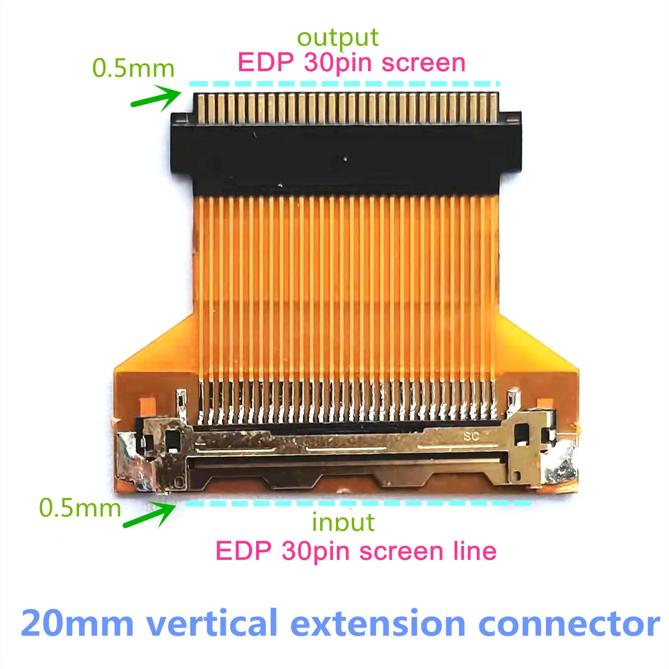 new screen LED EDP 30pin 0.4mm  to 30pin 0.5mm Converter Adapter vertical extension connector cable hq-30 hq-40