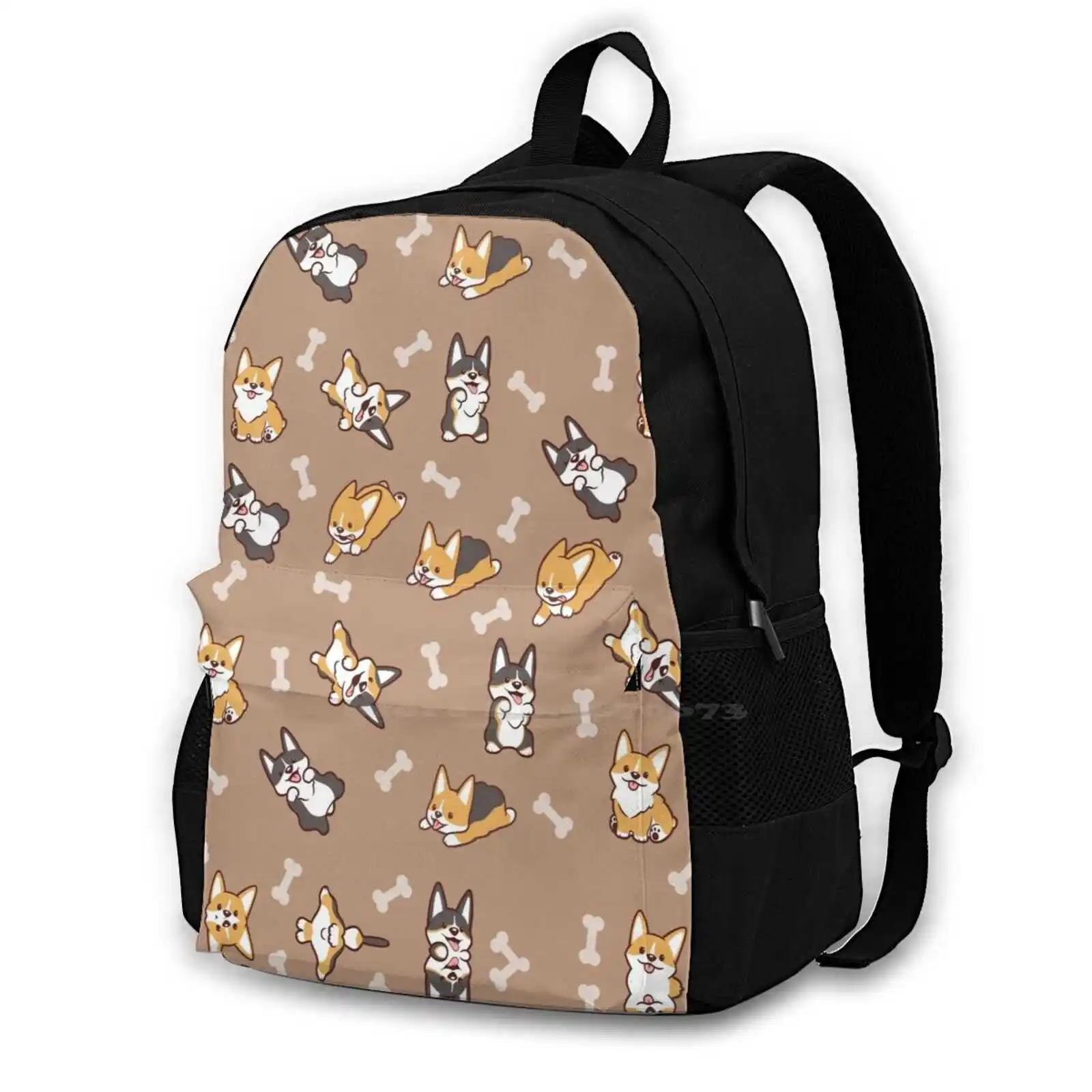 

Corgi Collage-Taupe New Arrivals Unisex Bags Student Bag Backpack Dragnloc Corgi Kawaii Welsh Breed Pet Frenchie Tan White