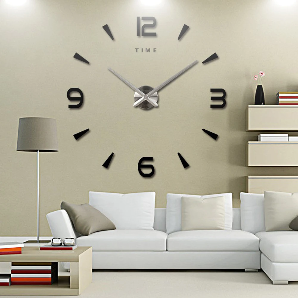 Acrylic Large Wall Clock Sticker Mute 3D DIY Wall Clock Modern Design Mirror Wall Stickers for Living Room Decor