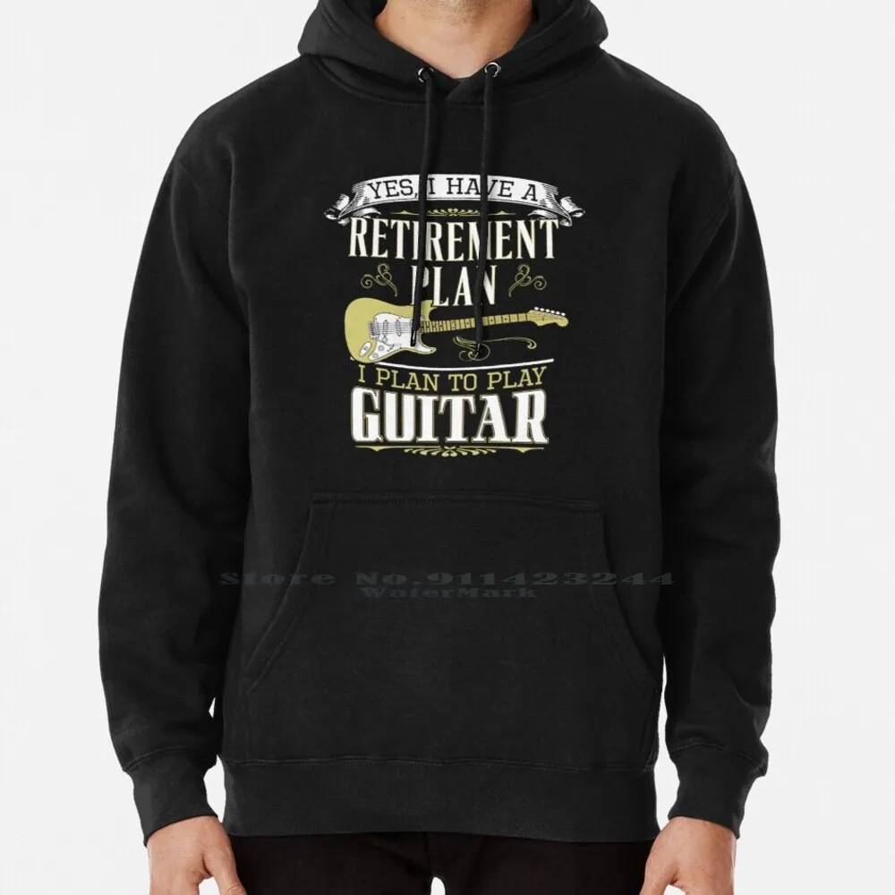 Guitar-Retirement Plan Hoodie Sweater 6xl Cotton Player Classic Retro Vintage Roll Bass Battle Band Guitarist Acoustic American