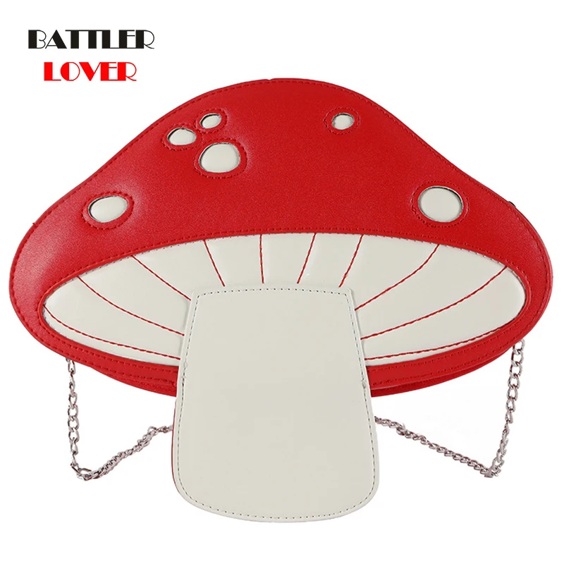 Cute 3D Mushroom Design Handbag for Women Fashion Shoulder Bag Crossbody Chain Purse Female Clutch Totes