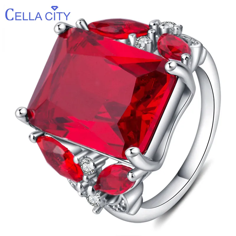 Cellacity Delicate Luxury Ruby Ring for Women Geometry Gemstones Silver 925 Jewelry Plant Butterfly Wedding Accessories Wholesal