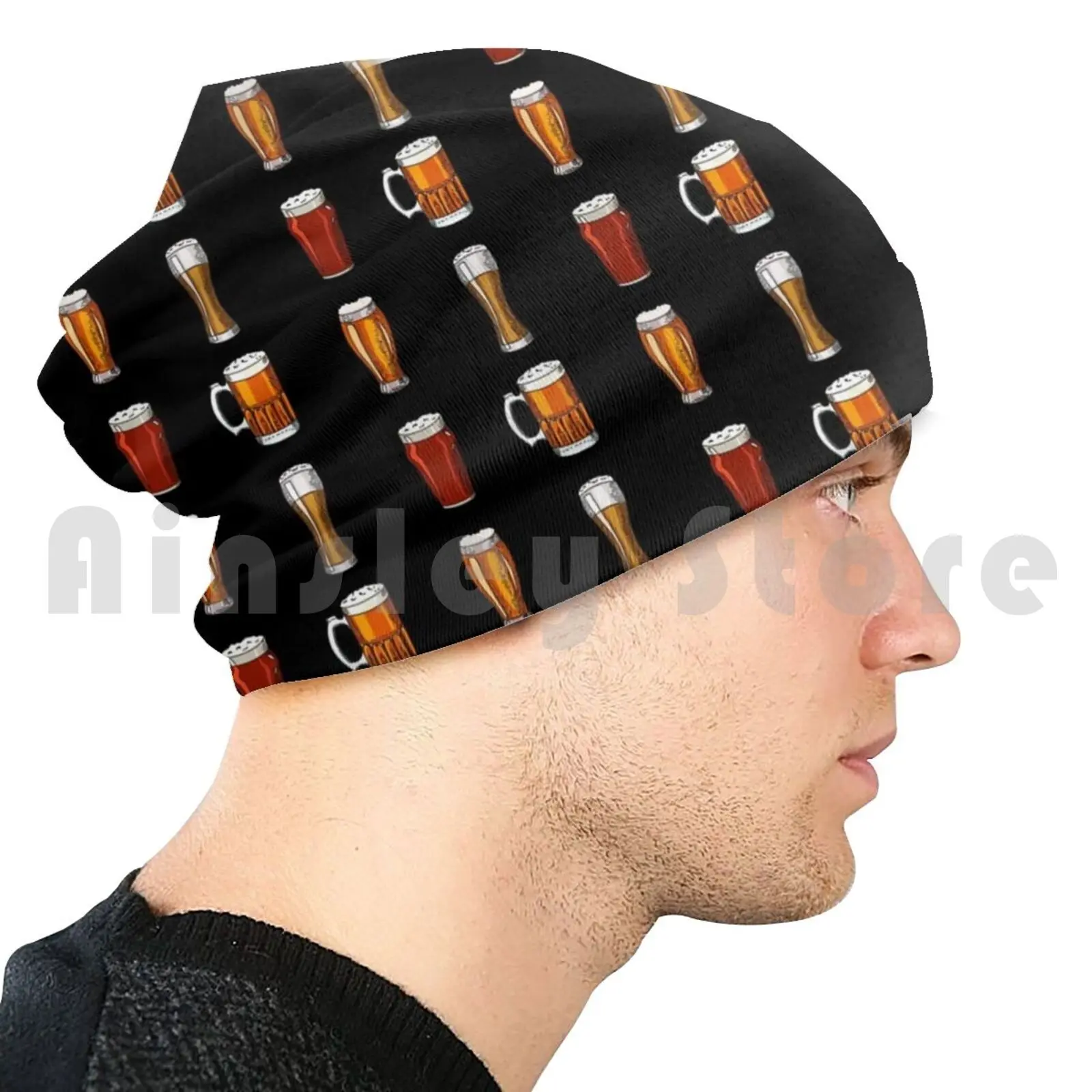 Paint Of Lager Pilsner Ale Hefe Weizen Pattern Black Beanies Pullover Cap, cómoda cerveza, Pils, Hefeweizen Oat