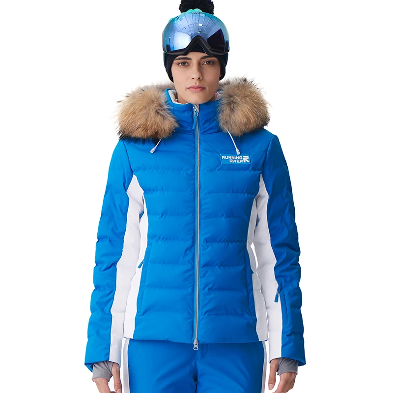 RUN05. RIVER-Veste de sport à capuche épaisse pour femme, veste de ski professionnelle, marque de haute qualité, chaud, extérieur, hiver, 2019, # D7151