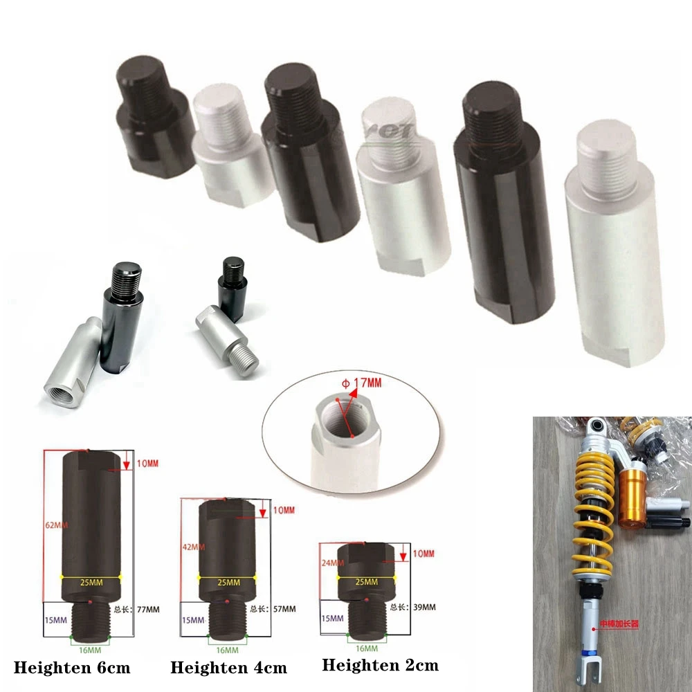 CNC Motorcycle Rear Shock Absorber Extender height Heighten 2cm/4cm/6cm For Motorbike Scooter Dirt Bike Damper Heighten Fitting