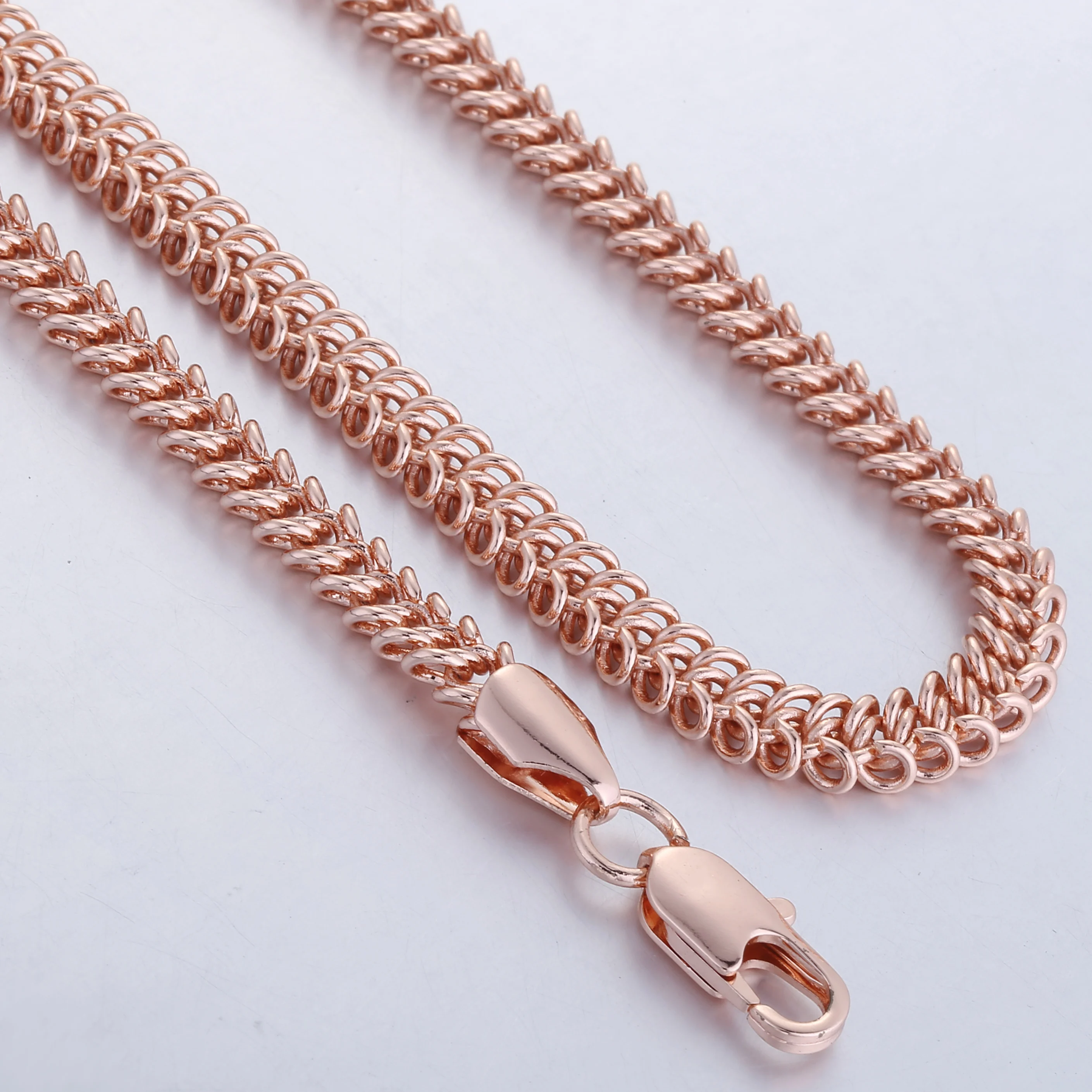 6mm Womens Ladies Chain Braided Bismark Link Rose Gold Color Necklace Fashion Female Jewelry DGN278