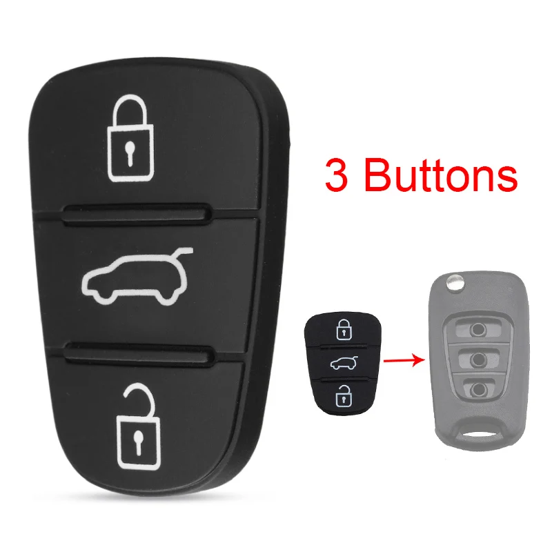 

3 Buttons Rubber Pad Insert Replacement for Hyundai Solaris Accent Tucson l10 l20 l30 Kia Rio Flip Remote Car Key Shell