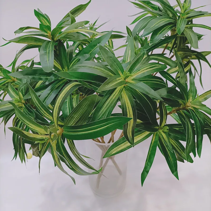 75 سنتيمتر 6 شوكة الزنبق الاصطناعي نباتات الخيزران الاستوائية نادرة وهمية شجرة النخيل فرع سطح المكتب الفن زهرة المواد فندق مكتب ديكور المنزل