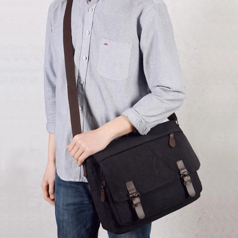 Imagem -05 - Bolsa Mensageiro de Lona Vintage para Homens Bolsa de Ombro de Viagem Casual para Negócios Bolsa Masculina Retrô para Laptop