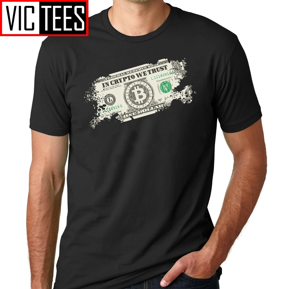 Men Tee Shirt In Crypto We Trust Bitcoin US Dollars Vintage cryptocurrency Relaxedd Tshirs Adult T Shirts Men Big Size