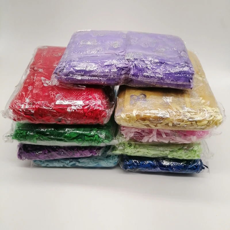 

100Pcs 10Color Butterfly Gift Bags Drawstring Organza Gift Bags for Women Wedding Party Bag Mini Christmas Storage Packaging Bag