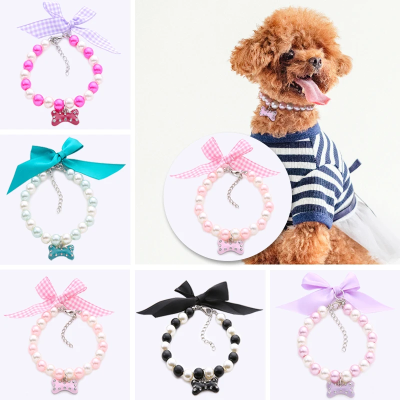 

Fashion Pearl Necklace Dog Collar Pet Collar Puppy Dog Collars For Cat Dogs Cat Pet Supplies Cat Accessories Collar Small Dog