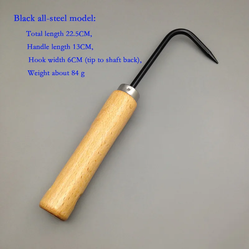 Gancho de raíz de una sola garra con mango de madera, Extractor de raíces, gancho de deshierbe para bonsái, gancho de deshierbe, herramienta de aflojamiento de jardinería