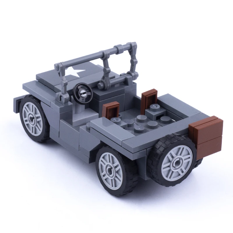 MOC-décennie s de construction de véhicules Jeep de l'armée américaine, figurines de soldats de voiture Hummer WW2, pièces d'armes, jouets modèles en brique, cadeaux pour enfants