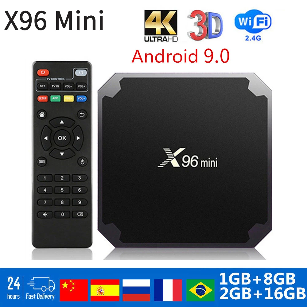 X96 mini Smart TV Box Android 9.0 Amlogic S905W tvbox 1GB 8GB 2.4G WiFi 3D Video 4k Media player Set-top box X96mini HDR10 tvbox