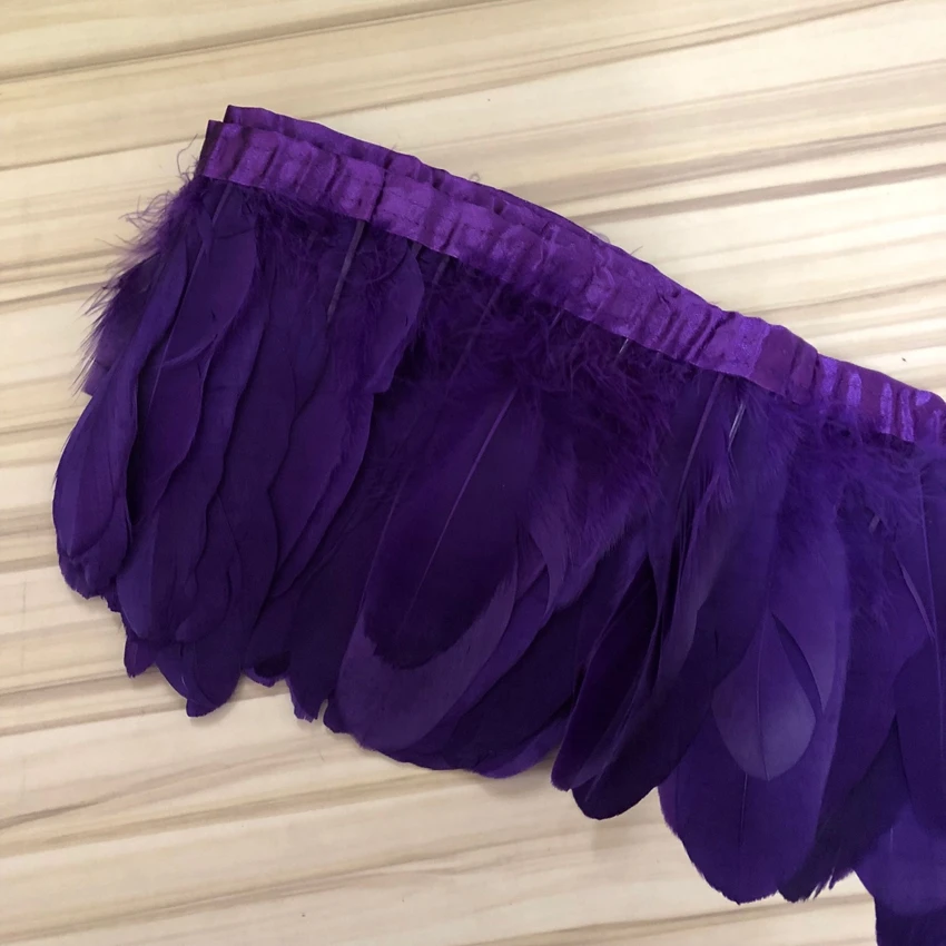 

Factory Cheap Sales10Y Dyed Purple Goose Geese Feather Plume Trim Fringe Ribbon Lace 15-20CM 6-8" DIY Clothes Sewing Accessory