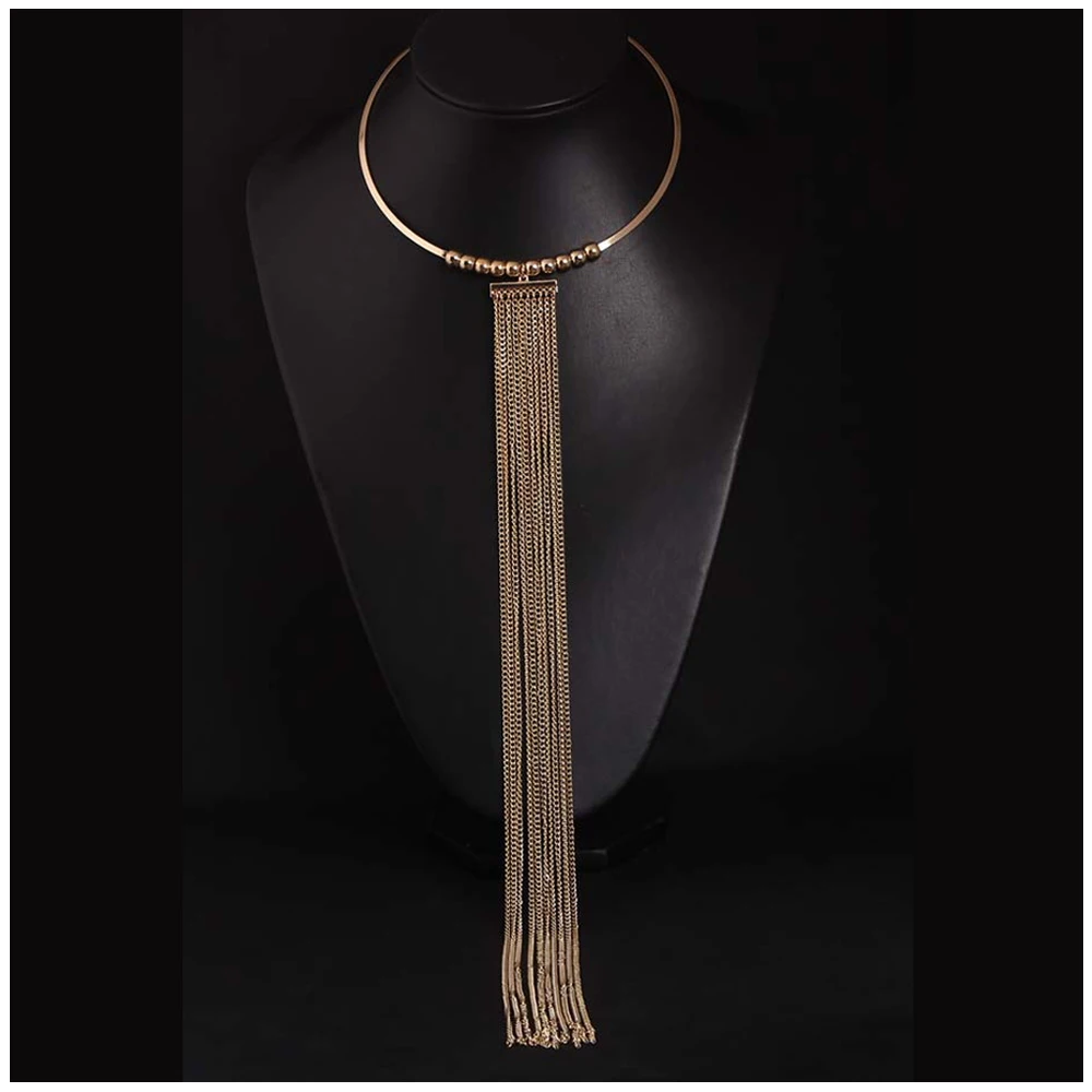 Fashion Bundle Neck Element Gold Long Tassel Necklace for Women Men Jewelry Choker Collar Girl Exaggerated Necklace Accessories