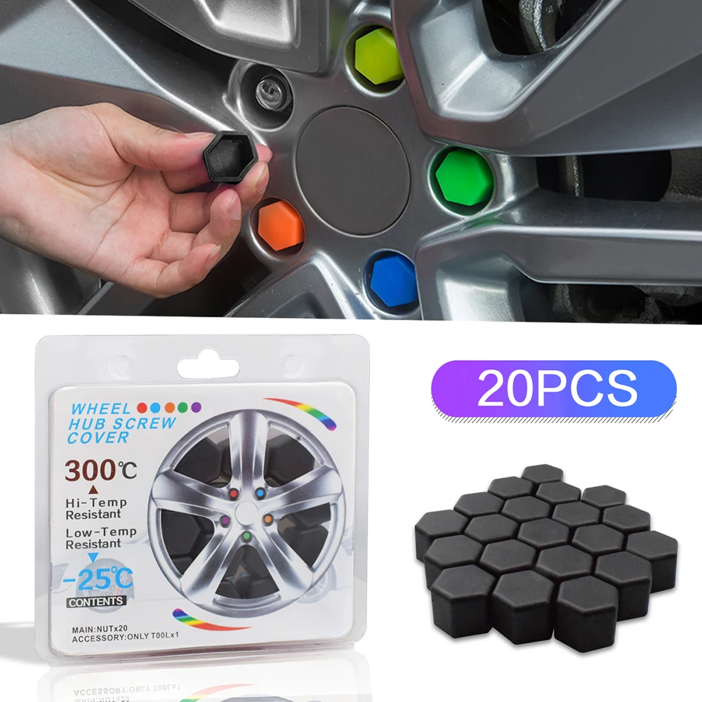 20 Pieces 17 19 21 MM Anti-Rust Auto Hub Screw Cover Car Tyre Bolt Caps Exterior Decoration Car Wheel Nut Caps Protection Case