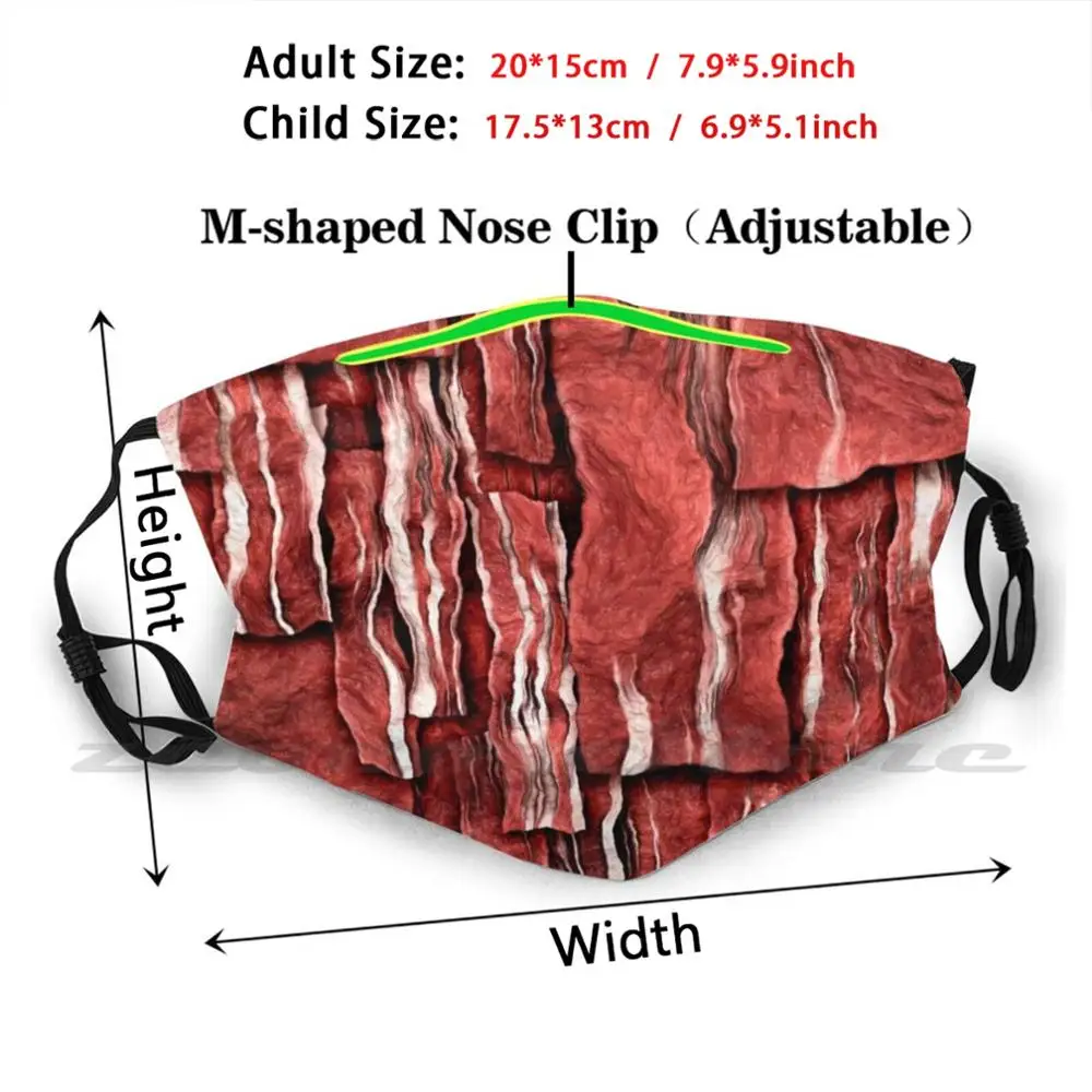 A La Viande? Masque lavable pour adulte et enfant, filtre Pm2.5, Logo, créativité, Bacon, boucherie, nourriture, jambon, viande, assiette, Steak de porc