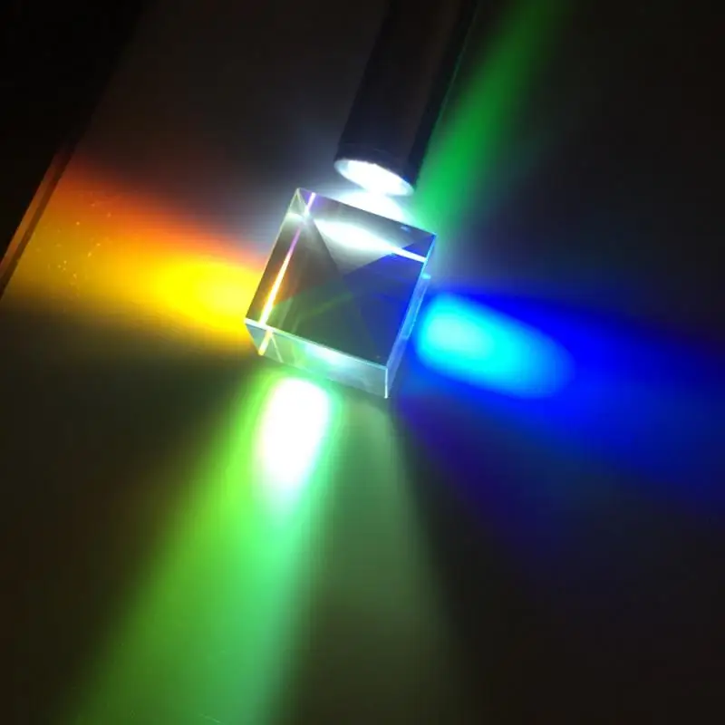 20*20*17mm Cube Color Prism Crystal Glass with Light Magical Cube Colour Splitting Prism Creative Photography of Rainbow