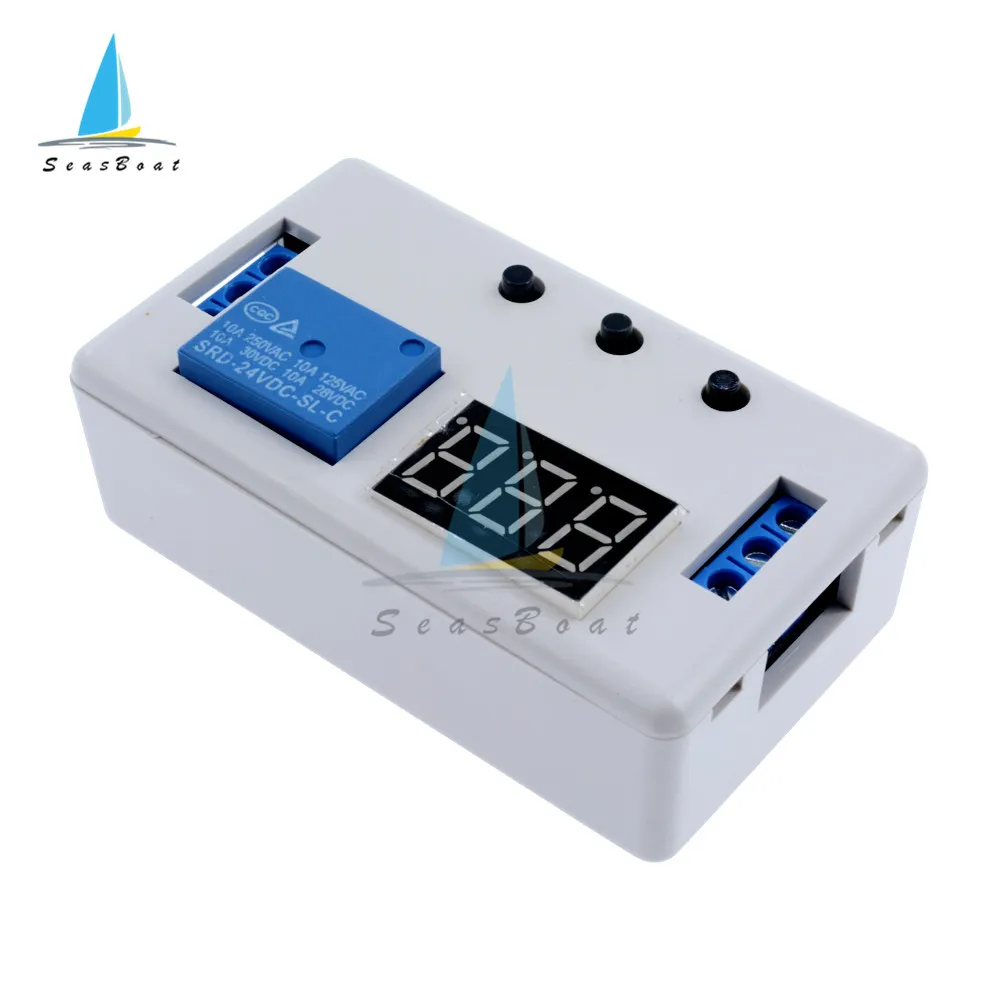 DC 12V 24V LED Digital Time Delay Relay Module Board Timing Control Programmable Timer Switch Trigger Cycle Module With Case