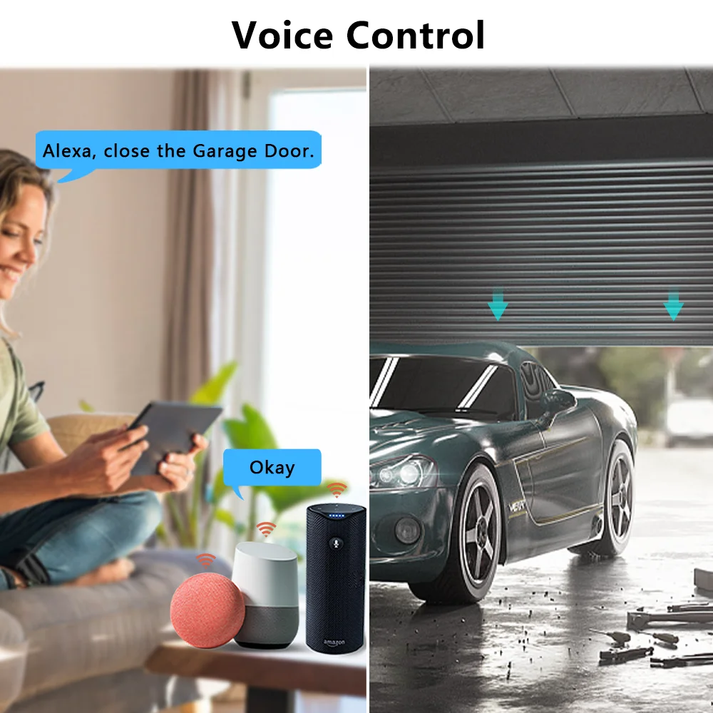 Tuya ZigBee 3.0 Garage Door Wireless Sensor Opener Controller Switch Control by Smart Life Works with Google Home Echo Alexa