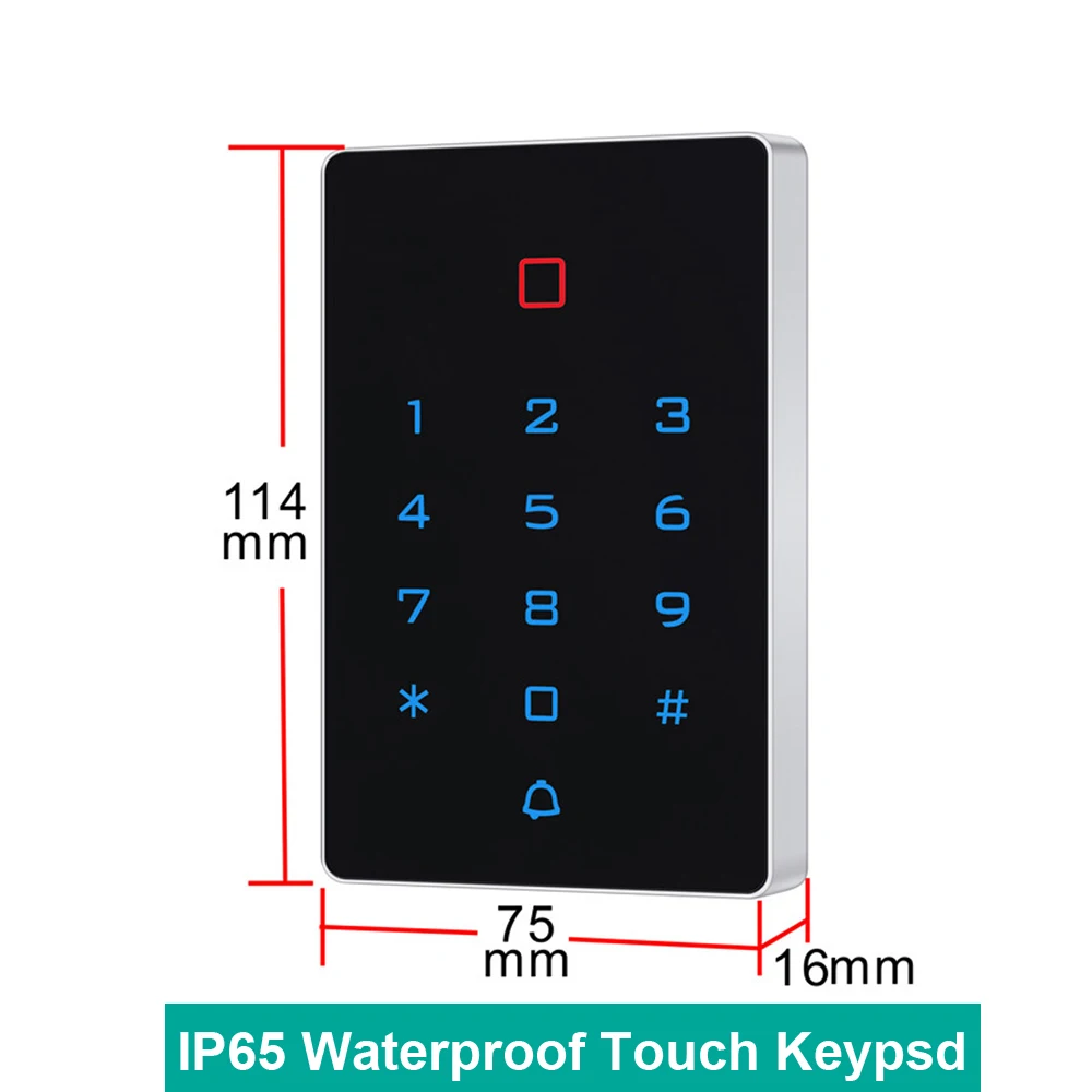 

Waterproof IP65 Touch screen 125khz RFID Card Access Control keypad EM card reader Door Lock opener wiegand 26 Backlight