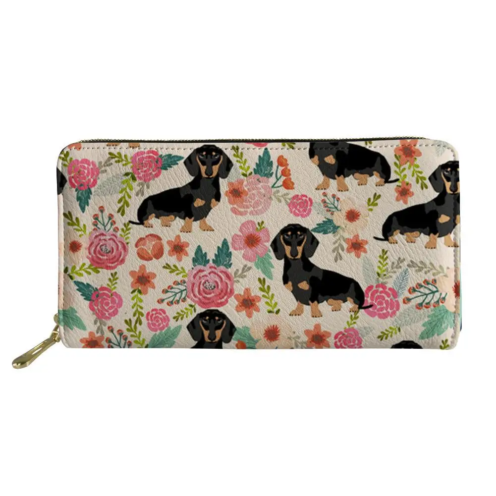 

Doxie Dog Dachshund Long Wallet Zipper Phone Bag Card Holder for Pink Girls Clutch Purse Carteira Handbags Notecase 2021