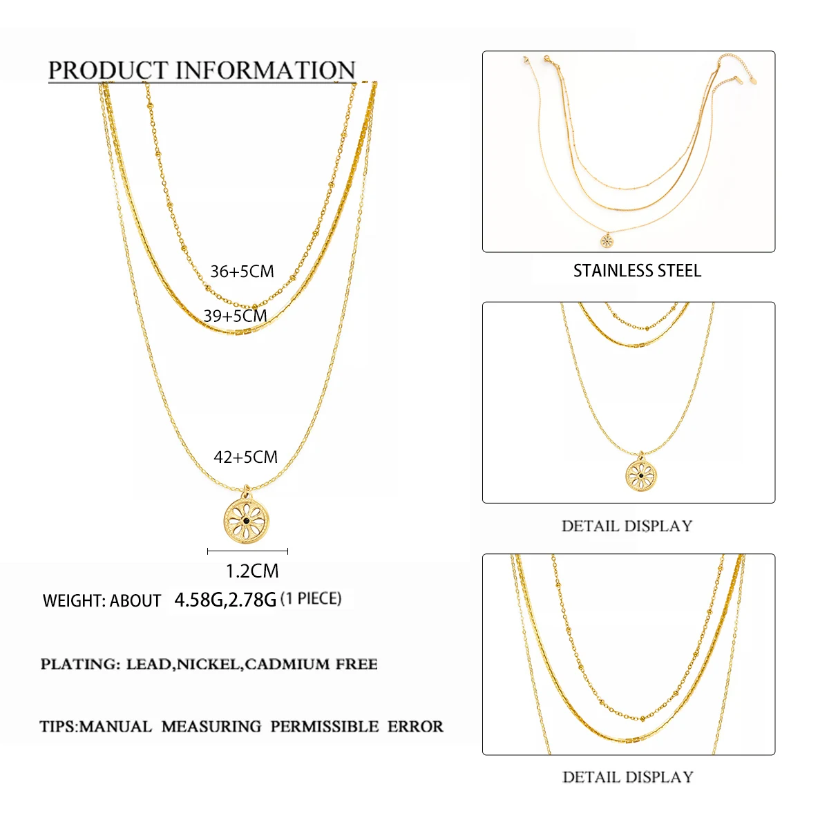 Wild & Free Fashion Stainless Steel Multilayer Necklace Freedom Stacking Pendant Exquisite Chain Women Necklace Gift for Friends