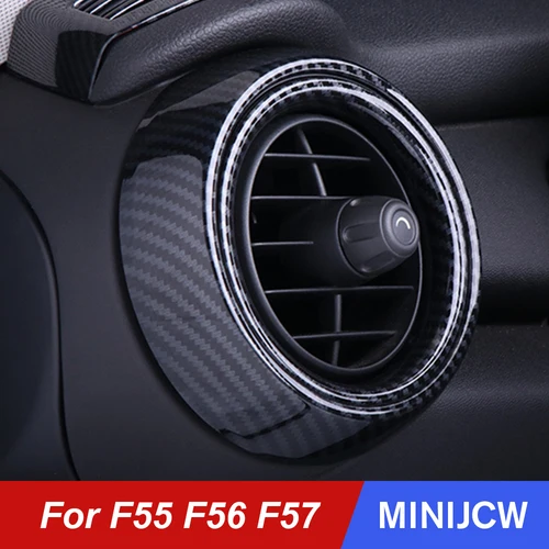 Anillo de ventilación de aire para coche, funda de salida, carcasa de fibra de carbono, pegatina decorativa para Mini Cooper One S JCW F55 F56 F57, accesorios