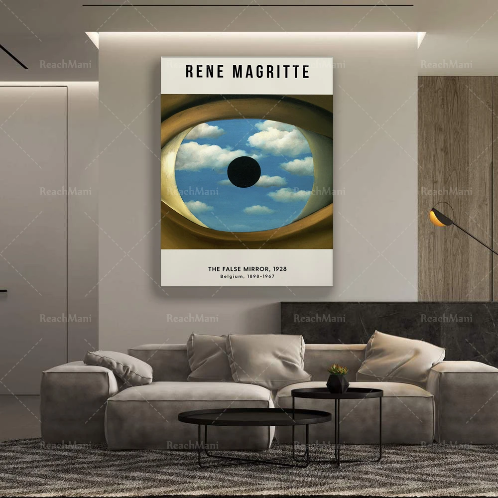 Rene Magritte - The False Mirror, 1928 - Poster -Canvas - Home Decor - Vintage Painting, Surrealism, Modern Art, Wall Art