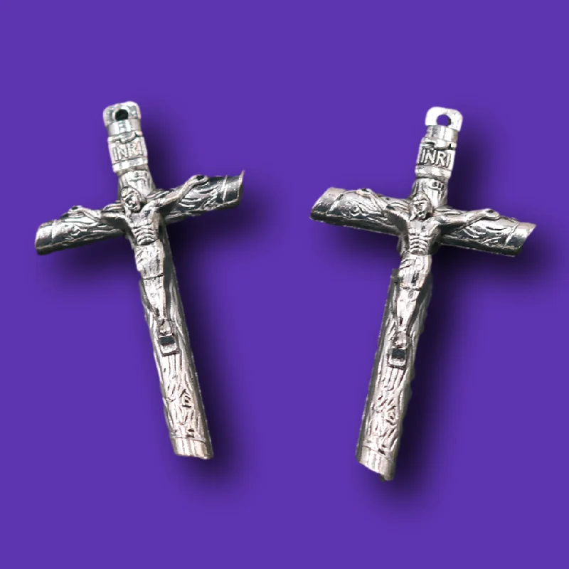 2pcs Silver Plated 3D Christian Jesus Cross Pendants Retro Bracelet Necklace Metal Accessories DIY Charms Jewelry Crafts Making