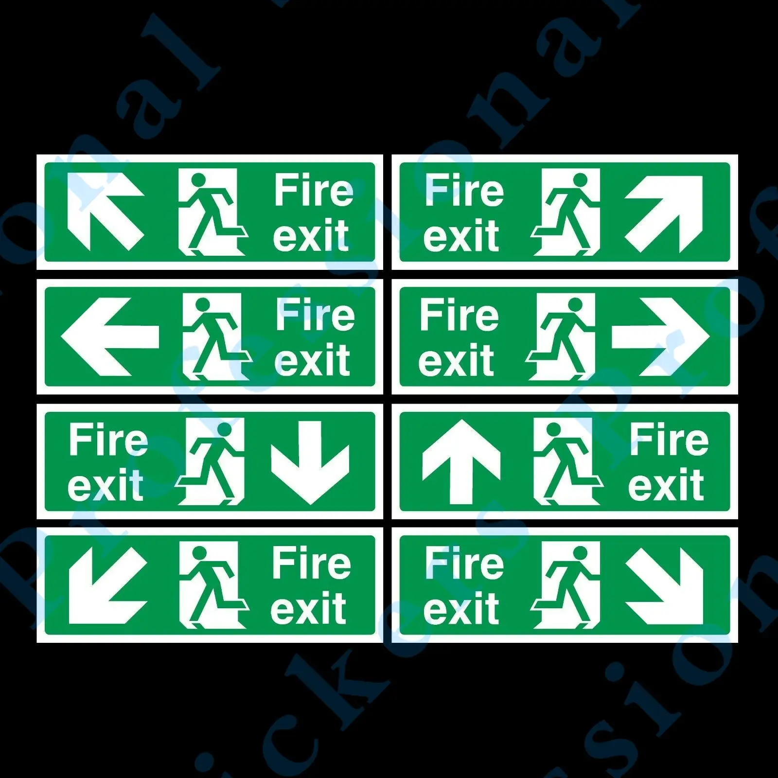 Warning sign Fire Exit 300x100mm Sticker OR Rigid Plastic Sign - Emergency, Exit, BS Safety Waterproof Vinyl  Motorcycle Decals