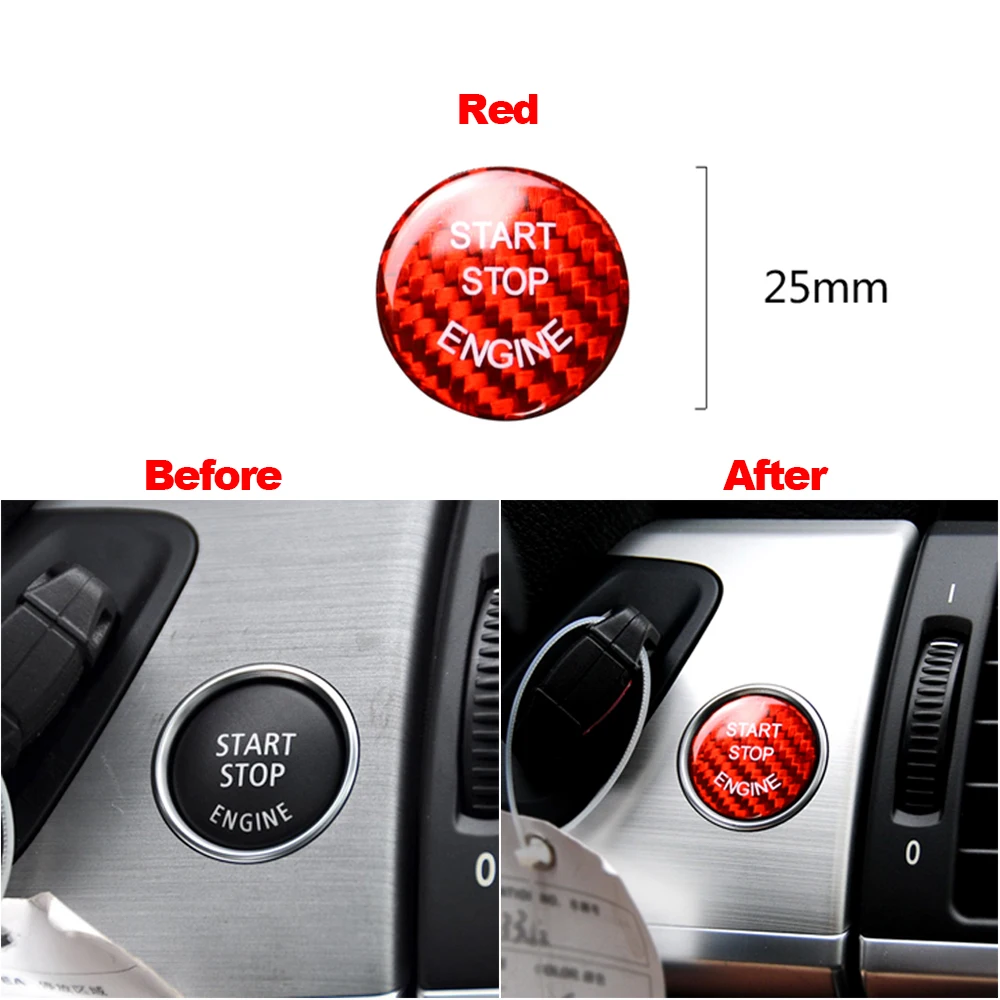 Drip glue 3D carbon fiber Engine start stop buttons decoration sticker car molding trims for BMW E60 E90 E92 E87 E63 E82 E70 E71