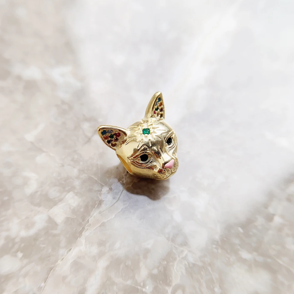 Cat Golden Beads,925 Sterling Silver 2022 New Europe DIY Power Animal Jewelry Accessorie Gift For Women