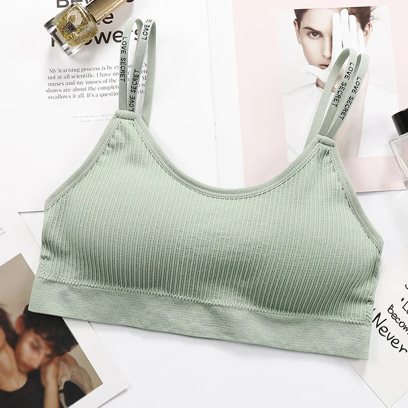 Women Bandeau Bra Sexy Lingerie Push Up Tube Tops Crop Top Seamless Underwear Letter Shoulder Strap Padding  Female Tube Tops