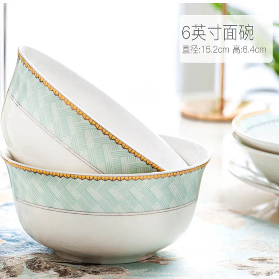 60 Heads Jingdezhen ceramics Dinner Dish Rice Salad Noodles Bowl  taste dish rice bowl home dish soup bowl Pot Dinnerware Sets