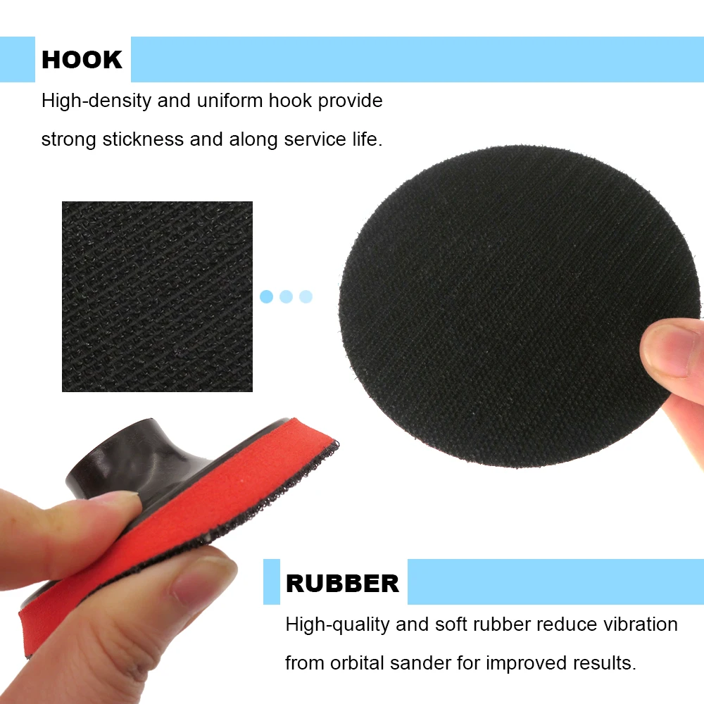 4 Inch(100mm) Hook and Loop Buffing Pad for Sanding Discs, Rotary Backing Pad with M10 Drill Adapter and Soft Foam Layer