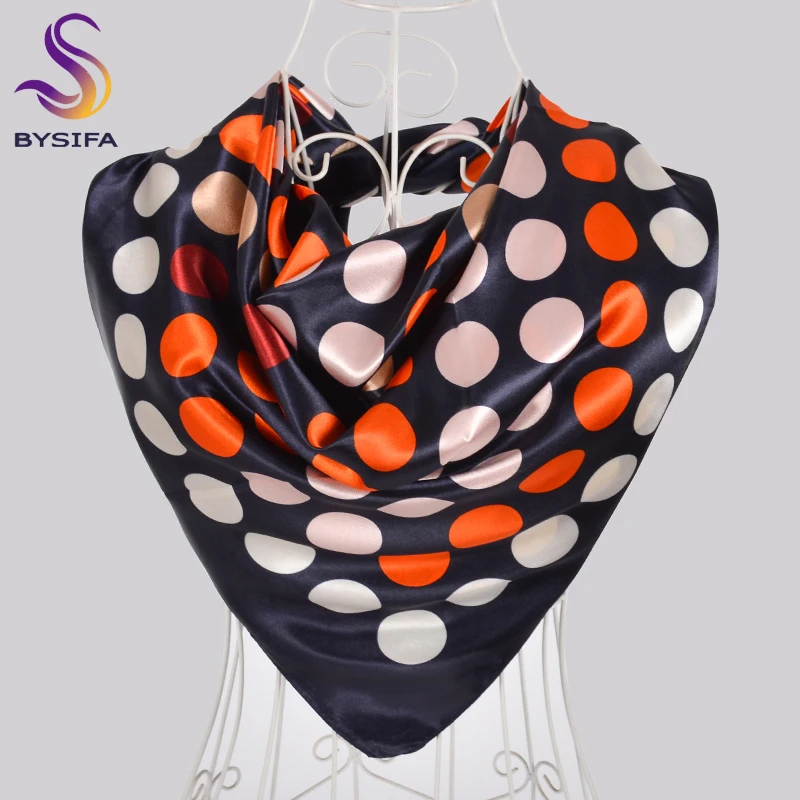 [BYSIFA] Black Red Dot Women Scarves Hijabs New Pollka Dot Design Satin Silk Large Square Scarf Shawl Fall Winter Neck Scarves