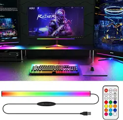 Barra de luz para debajo del Monitor, señal de neón ambiental RGB Dreamcolor con control remoto para decoración de sala de juegos, lámpara de escritorio de configuración de juegos