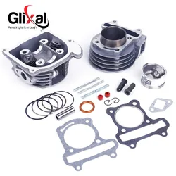 Glixal GY6 80cc 47mm Scooter Rebuild Kit Big Bore Cylinder Kit with Cylinder Head Assy 139QMB 1P39QMB Moped ATV Go-Kart UTV