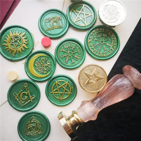 왁스 인감 스탬프 D20 게이머 주사위 프리 메이슨 펜타그램 바이킹 룬 VEGVISIR 켈트 매듭 Lord Ganesha 바이킹 나침반 씰링 스탬프