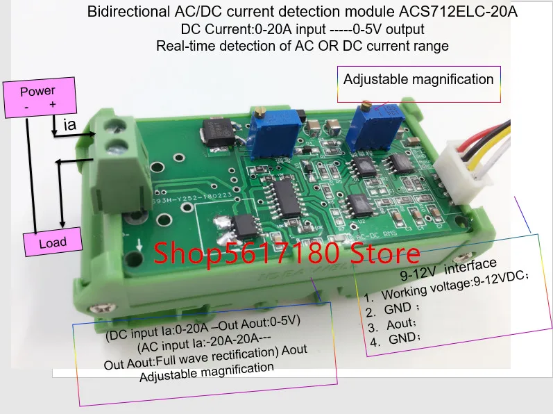 

ACS712TELCTR-20A ACS712 20A ACS712ELC-20A current sampling proportional amplification module
