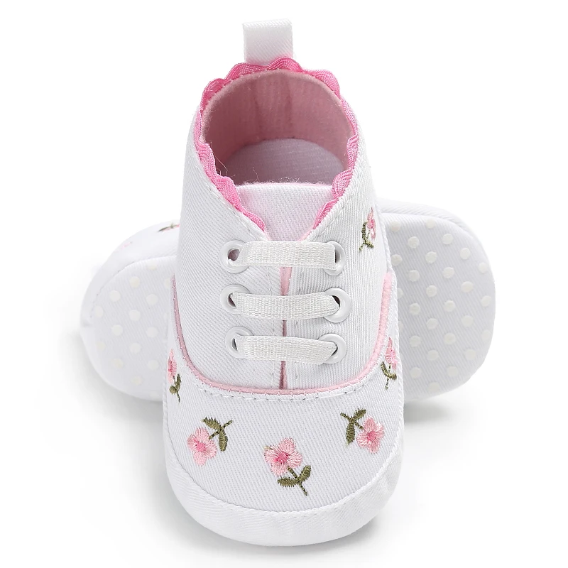 Prewalker Newborn Toddlers For Boys And Girls With Striped Floral Flat Non-Slip Cute Casual Walking Shoes 0-18 Months