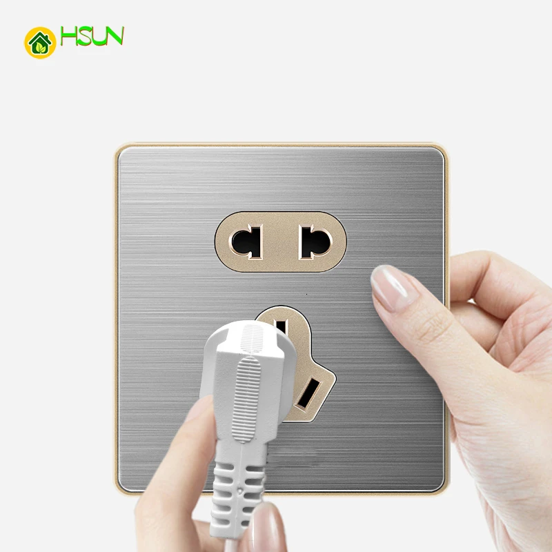 Household Brushed Switch socket panel 5 hole USB socket 16A air conditioning socket 1Gang 2 Gang 3 Gang 4 Gang 1Way 2Way switch