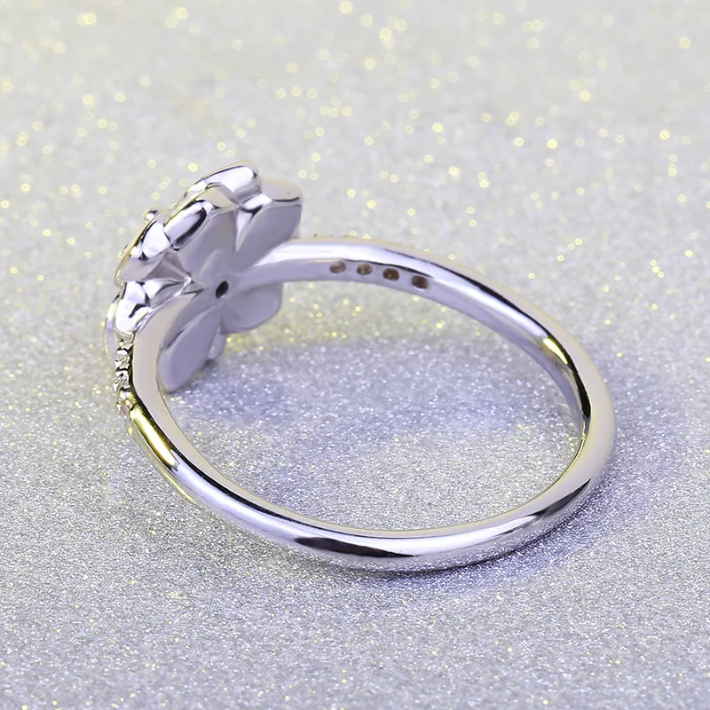 خاتم زهرة الخوخ الكلاسيكي الحلو 925 الفضة والمجوهرات خاتم الخطوبة الحب هدية اليدوية المينا المجوهرات النسائية #5