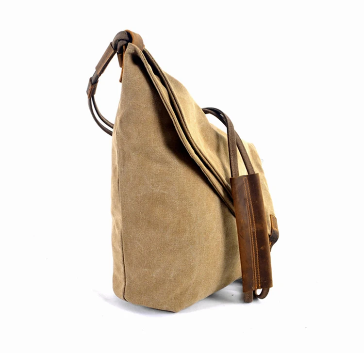 Coreano Retro della Nuova Annata militare degli uomini della tela di canapa + cuoio del Sacchetto di Spalla degli uomini Borsa Messenger Bag Sling