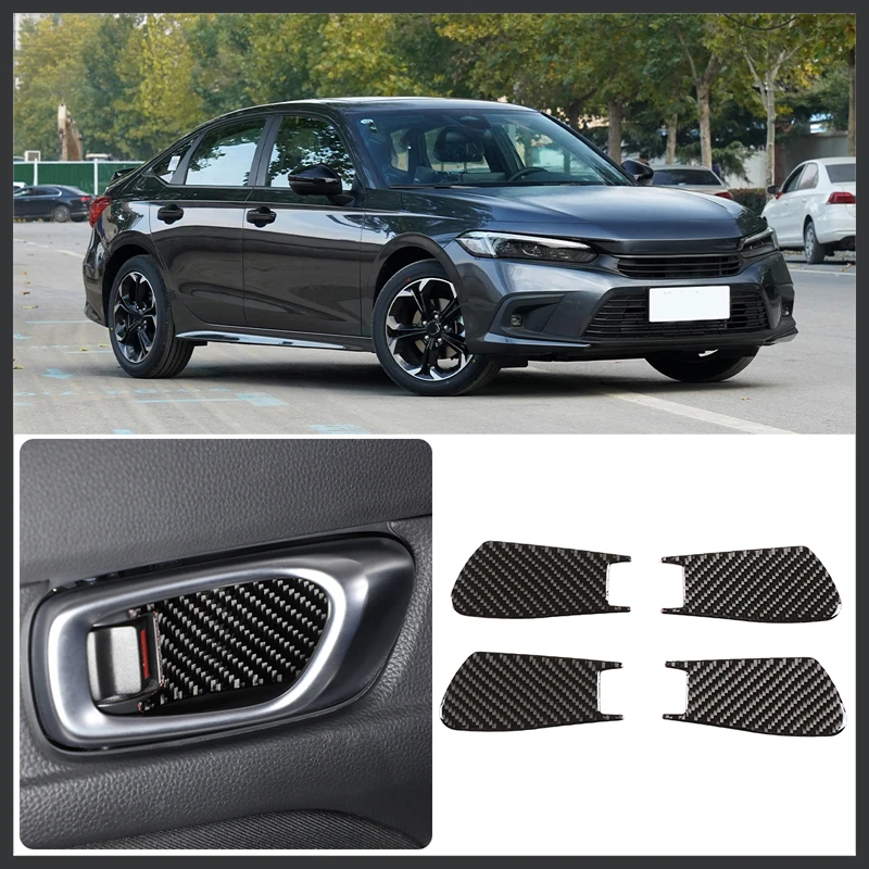 

For Honda Civic 2022 car styling soft carbon fiber inner door bowl sticker 4-piece set of car interior modification accessories