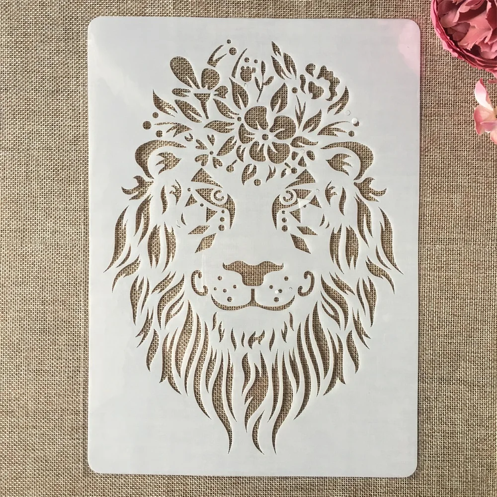 A4 29x21cm Hand Draw Lion Animals DIY Layering Stencils Painting Scrapbook Coloring Embossing Album Decorative Template